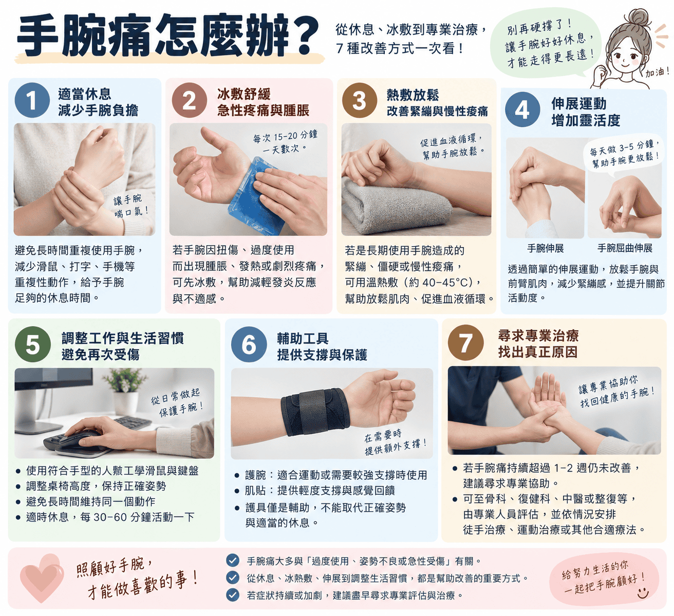 手腕痛怎麼辦？從休息、冰敷到專業治療，7 種改善方式一次看
